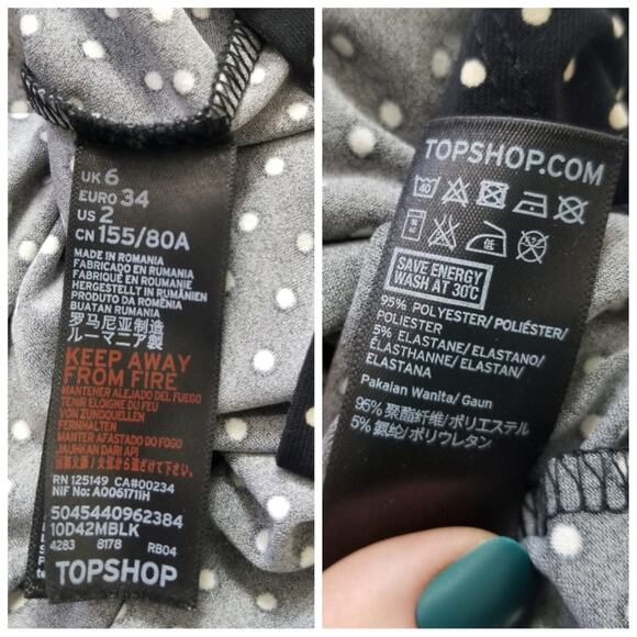 TOPSHOP | Polka-dot Asymmetrical Dress with Stretch and Shirring 50s Retro - Picture 6 of 6